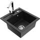 Mexen Vito zlewozmywak granitowy 1-komorowy z baterią kuchenną Rita, czarny/srebrny metalik - 6503-73-670300-00