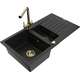 Mexen Matias zlewozmywak granitowy 1,5-komorowy z ociekaczem i baterią kuchenną Duero, czarny - 6502-77-671600-50