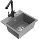 Mexen Milo zlewozmywak granitowy 1-komorowy z baterią kuchenną Duero, szary - 6505-71-671600-70