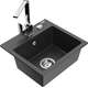 Mexen Milo zlewozmywak granitowy 1-komorowy z baterią kuchenną Rita, czarny nakrapiany - 6505-76-670300-00
