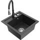 Mexen Vito zlewozmywak granitowy 1-komorowy z baterią kuchenną Savita, czarny nakrapiany - 6503-76-672601-76