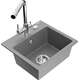 Mexen Milo zlewozmywak granitowy 1-komorowy z baterią kuchenną Duero, szary - 6505-71-671600-00