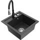 Mexen Vito zlewozmywak granitowy 1-komorowy z baterią kuchenną Savita, czarny nakrapiany - 6503-76-672601-70