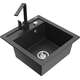 Mexen Vito zlewozmywak granitowy 1-komorowy z baterią kuchenną Rita, czarny nakrapiany - 6503-76-670300-76