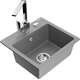 Mexen Milo zlewozmywak granitowy 1-komorowy z baterią kuchenną Rita, szary - 6505-71-670300-00