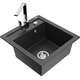 Mexen Vito zlewozmywak granitowy 1-komorowy z baterią kuchenną Rita, czarny nakrapiany - 6503-76-670300-00