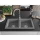 Mexen Mario zlewozmywak granitowy 2-komorowy z baterią kuchenną Savita, szary - 6504-71-672601-00, 3 image