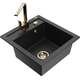 Mexen Vito zlewozmywak granitowy 1-komorowy z baterią kuchenną Rita, czarny/srebrny metalik - 6503-73-670300-50