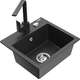 Mexen Milo zlewozmywak granitowy 1-komorowy z baterią kuchenną Rita, czarny nakrapiany - 6505-76-670300-76