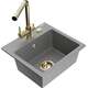Mexen Milo zlewozmywak granitowy 1-komorowy z baterią kuchenną Duero, szary - 6505-71-671600-50