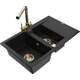 Mexen Gaspar zlewozmywak granitowy 1,5-komorowy z ociekaczem i baterią kuchenną Duero, czarny - 6507-77-671600-50