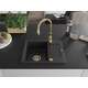 Mexen Enzo zlewozmywak granitowy 1-komorowy z ociekaczem i baterią kuchenną Savita, czarny - 6506-77-672601-50, 3 image