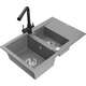 Mexen Gaspar zlewozmywak granitowy 1,5-komorowy z ociekaczem i baterią kuchenną Duero, szary - 6507-71-671600-70