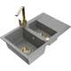 Mexen Gaspar zlewozmywak granitowy 1,5-komorowy z ociekaczem i baterią kuchenną Rita, szary - 6507-71-670300-50