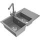 Mexen Gaspar zlewozmywak granitowy 1,5-komorowy z ociekaczem i baterią kuchenną Duero, szary - 6507-71-671600-71