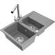 Mexen Gaspar zlewozmywak granitowy 1,5-komorowy z ociekaczem i baterią kuchenną Duero, szary - 6507-71-671600-00