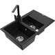 Mexen Gaspar zlewozmywak granitowy 1,5-komorowy z ociekaczem i baterią kuchenną Rita, czarny - 6507-77-670300-70