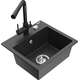 Mexen Milo zlewozmywak granitowy 1-komorowy z baterią kuchenną Duero, czarny nakrapiany - 6505-76-671600-70