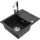 Mexen Enzo zlewozmywak granitowy 1-komorowy z ociekaczem i baterią kuchenną Rita, czarny/srebrny metalik - 6506-73-670300-00