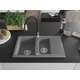 Mexen Gaspar zlewozmywak granitowy 1,5-komorowy z ociekaczem i baterią kuchenną Savita, szary - 6507-71-672601-70, изображение 3