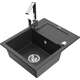 Mexen Enzo zlewozmywak granitowy 1-komorowy z ociekaczem i baterią kuchenną Rita, czarny nakrapiany - 6506-76-670300-00