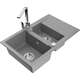 Mexen Gaspar zlewozmywak granitowy 1,5-komorowy z ociekaczem i baterią kuchenną Rita, szary - 6507-71-670300-00