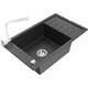 Mexen Elias zlewozmywak granitowy 1-komorowy z ociekaczem i baterią kuchenną Rita, czarny nakrapiany - 6511-76-670300-00