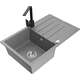 Mexen Bruno zlewozmywak granitowy 1-komorowy z ociekaczem i baterią kuchenną Rita, szary - 6513-71-670300-70