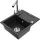 Mexen Enzo zlewozmywak granitowy 1-komorowy z ociekaczem i baterią kuchenną Duero, czarny/srebrny metalik - 6506-73-671600-00