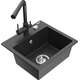 Mexen Milo zlewozmywak granitowy 1-komorowy z baterią kuchenną Duero, czarny nakrapiany - 6505-76-671600-76