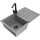 Mexen Bruno zlewozmywak granitowy 1-komorowy z ociekaczem i baterią kuchenną Rita, szary - 6513-71-670300-70-B