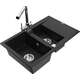 Mexen Gaspar zlewozmywak granitowy 1,5-komorowy z ociekaczem i baterią kuchenną Duero, czarny - 6507-77-671600-00
