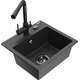 Mexen Milo zlewozmywak granitowy 1-komorowy z baterią kuchenną Duero, czarny nakrapiany - 6505-76-671600-70-B