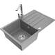 Mexen Bruno zlewozmywak granitowy 1-komorowy z ociekaczem i baterią kuchenną Rita, szary - 6513-71-670300-00