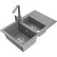 Mexen Gaspar zlewozmywak granitowy 1,5-komorowy z ociekaczem i baterią kuchenną Rita, szary - 6507-71-670300-71