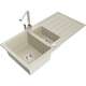 Mexen Andres zlewozmywak granitowy 1,5-komorowy z ociekaczem i baterią kuchenną Rita, beżowy - 6515-69-670300-00