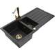 Mexen Andres zlewozmywak granitowy 1,5-komorowy z ociekaczem i baterią kuchenną Rita, czarny/srebrny metalik - 6515-73-670300-50