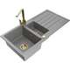 Mexen Andres zlewozmywak granitowy 1,5-komorowy z ociekaczem i baterią kuchenną Rita, szary - 6515-71-670300-50
