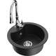 Mexen Diego zlewozmywak granitowy 1-komorowy z baterią kuchenną Savita, czarny/srebrny metalik - 6512-73-672601-00