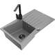 Mexen Cesar zlewozmywak granitowy 1-komorowy z ociekaczem i baterią kuchenną Rita, szary - 6514-71-670300-70-B