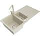 Mexen Andres zlewozmywak granitowy 1,5-komorowy z ociekaczem i baterią kuchenną Rita, beżowy - 6515-69-670300-69