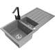Mexen Andres zlewozmywak granitowy 1,5-komorowy z ociekaczem i baterią kuchenną Rita, szary - 6515-71-670300-70