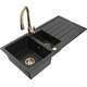 Mexen Andres zlewozmywak granitowy 1,5-komorowy z ociekaczem i baterią kuchenną Savita, czarny/srebrny - 6515-73-672601-50