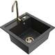 Mexen Vito zlewozmywak granitowy 1-komorowy z baterią kuchenną Telma, czarny nakrapiany - 6503-76-670200-50