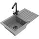 Mexen Pablo zlewozmywak granitowy 1-komorowy z ociekaczem i baterią kuchenną Duero, szary - 6510-71-671600-70-B