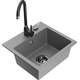 Mexen Milo zlewozmywak granitowy 1-komorowy z baterią kuchenną Telma, szary - 6505-71-670200-70-B