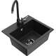 Mexen Milo zlewozmywak granitowy 1-komorowy z baterią kuchenną Telma, czarny/srebrny - 6505-73-670200-70-B