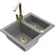 Mexen Carlos zlewozmywak granitowy 1,5-komorowy z baterią kuchenną Rita, szary - 6518-71-670300-50