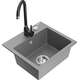 Mexen Milo zlewozmywak granitowy 1-komorowy z baterią kuchenną Telma, szary - 6505-71-670200-70