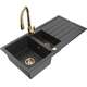 Mexen Andres zlewozmywak granitowy 1,5-komorowy z ociekaczem i baterią kuchenną Savita, czarny nakrapiany - 6515-76-672601-50